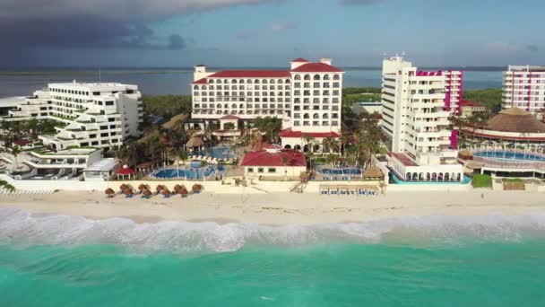 Aerial Cancun Mexico Zona Hotelera — Stock video