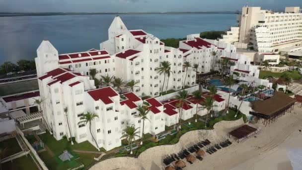 Aerial Cancun Mexico Zona Hotelera — стоковое видео