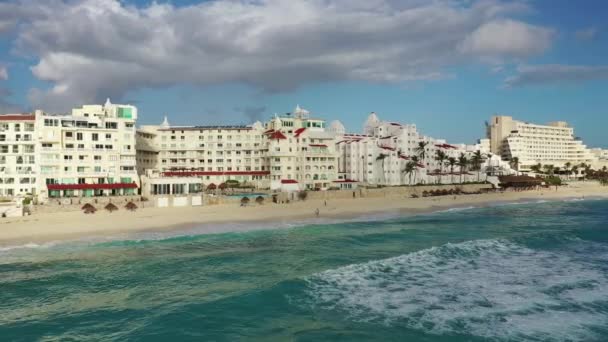 Aerial Cancun Mexico Zona Hotelera — стоковое видео