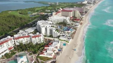 Aerial of Cancun, Mexico Zona Hotelera