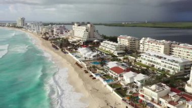 Aerial of Cancun, Mexico Zona Hotelera