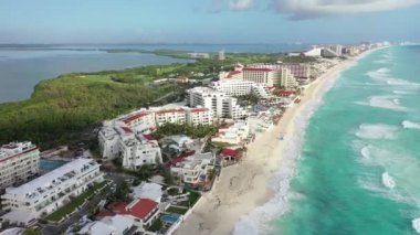 Aerial of Cancun, Mexico Zona Hotelera