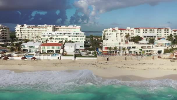 Aerial Cancun Mexico Zona Hotelera — Stock video