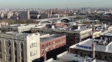 Aerial of the George Washington Bridge, Washington Heights Manhattan, NYC
