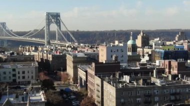 Aerial of the George Washington Bridge, Washington Heights Manhattan, NYC