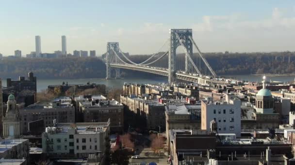 Aerial Washington Heights Manhattan Nyc — стоковое видео