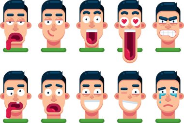 Komik çizgi film karakteri. İnsani Duygular. Görseller. Vektör İllüstrasyonu