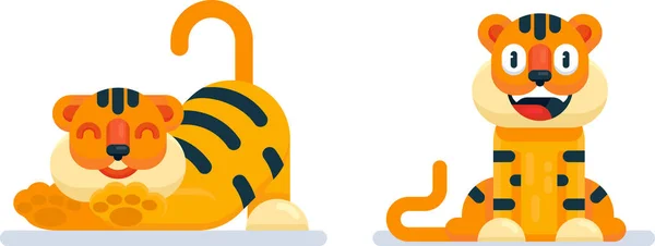 Tatlı kaplan. Çizgi film tarzında düz simgeler.