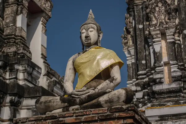 Dentro Wat Mahathat Templo Velho Lugar Culto Está Província Ratchaburi — Fotografia de Stock