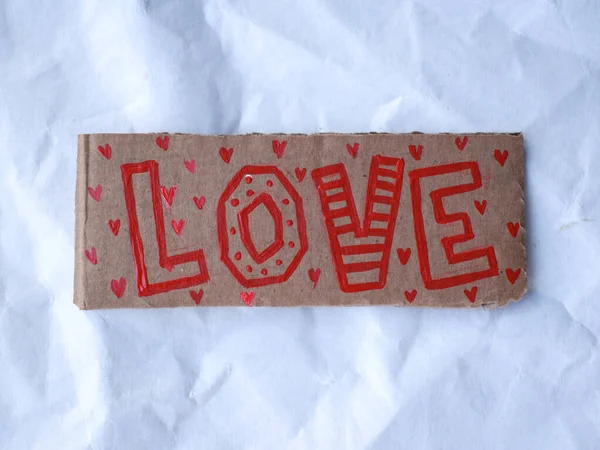 Love Heart Inscription White Background — стоковое фото