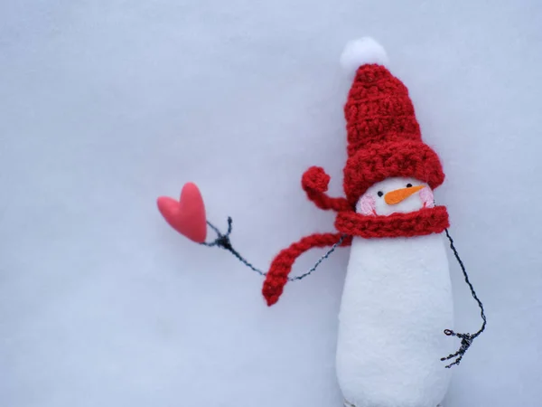 Snowman Heart Snow Cupids — Stock Photo, Image