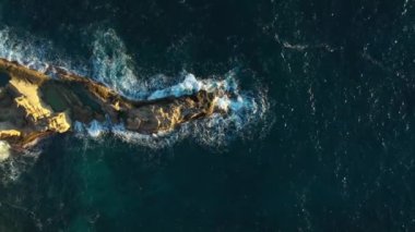 Old stone quarry, in the town of Sant Josep, known as Atlantis. Ibiza. Aerial video recorded with drone.