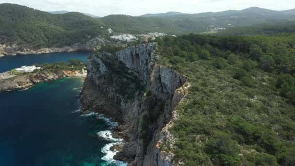 Cliff Defense Tower Northern Area Ibiza Sant Miguel Beach — Vídeo de Stock