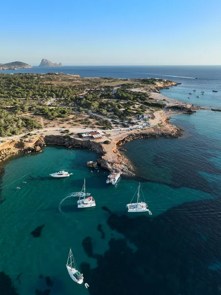 Cala Bassa Praia Ibiza Vista Para Drones — Fotografia de Stock