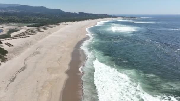 Huge White Sand Beach Atlantic Coast Portugal — 图库视频影像