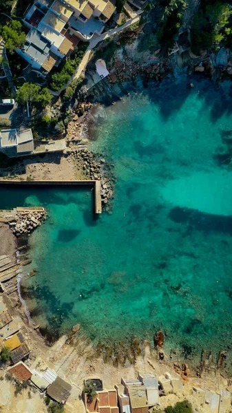 Aerial Photo Small Port Fishermens Huts — Φωτογραφία Αρχείου
