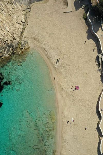 Ibiza 'daki Cala Bassa' nın hava görüntüsü