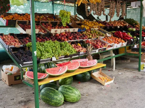 Stall Juicy Vegetables Fruit Vegetable Market Croatia Colorful Vegetables Fruits — Stock Photo, Image