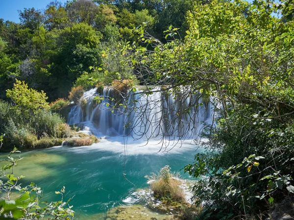 Pohled Vodopády Kaskády Skradinského Buku Řece Krce Národní Park Krka — Stock fotografie