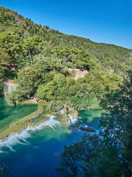 Vista Delle Cascate Delle Cascate Skradinski Buk Sul Fiume Krka — Foto Stock