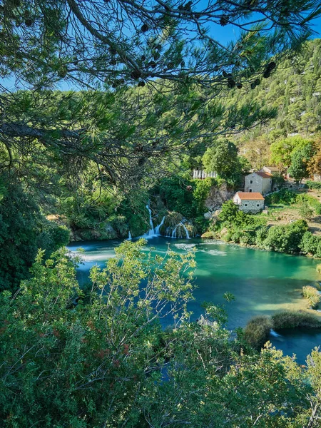 Vista Delle Cascate Delle Cascate Skradinski Buk Sul Fiume Krka — Foto Stock