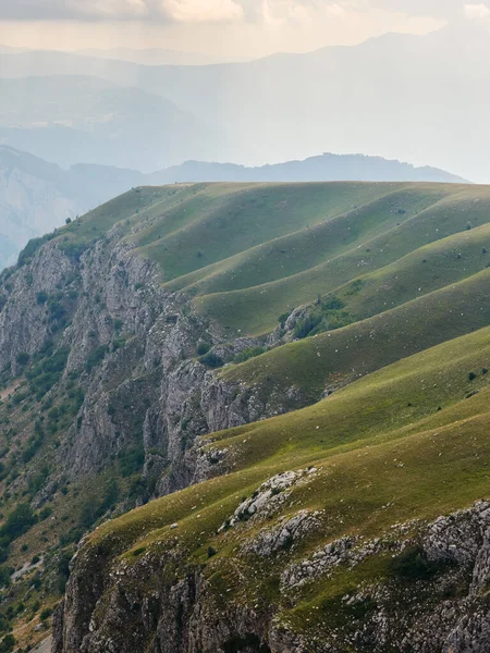 The landscape of the Durmitor mountains, illuminated by the rays of the sun. Durmitor National Park in Montenegro.