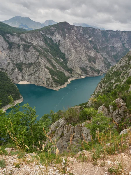 Piva River Canyon Pivsko Lake Turquoise Water Color Montenegro — Foto Stock