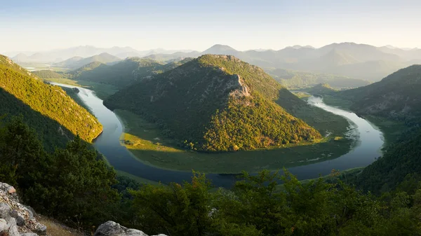 Panoramic View Skadar Lake Sunset Montenegro — Foto de Stock