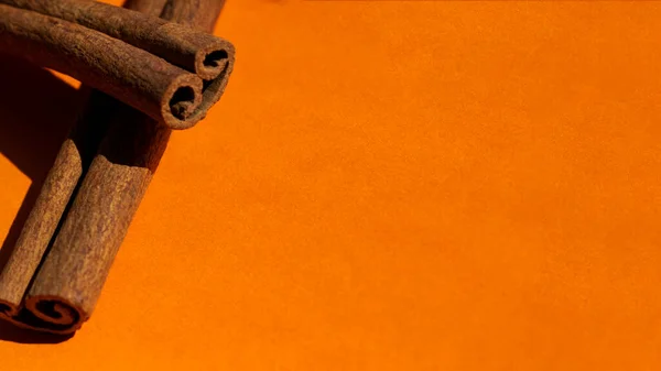 orange background with cinnamon, Copy Space 