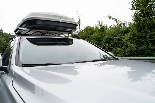 Silver Colored Car Roof Box Trip Vacation — Foto Stock