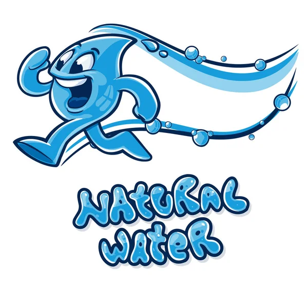 Мультяшный Характер Капли Воды Концепция Минеральной Воды — стоковый вектор