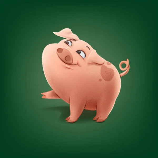Lindo Personaje Cerdo Para Dibujos Animados — Vector de stock