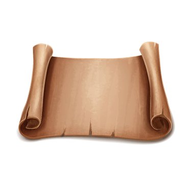 Beyaz arkaplanda izole edilmiş eski kağıt parşömeni