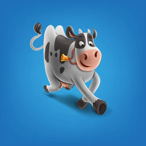 Divertido Vaca Dibujos Animados Sobre Fondo Azul — Vector de stock