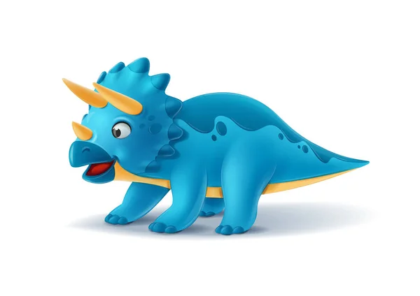 Aranyos Dinoszaurusz Kék Fehér Rajzfilm Dinoszauruszok Elszigetelt Háttérben Illusztráció — Stock Vector