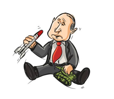 İş adamı putin 'in tankla ve roketle oynadığı resim