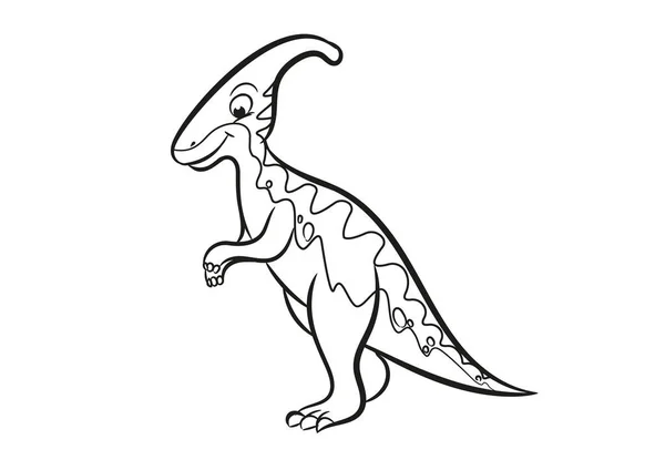 Dinosaurio Lindo Sobre Fondo Blanco Dibujo Línea Ilustración — Vector de stock