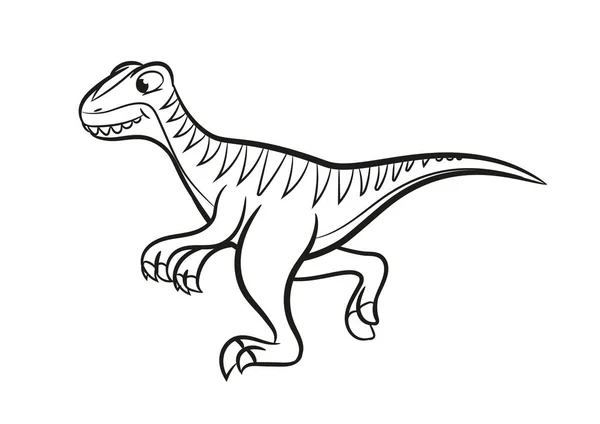 Velociraptor Tecknad Illustration Målarbok — Stock vektor