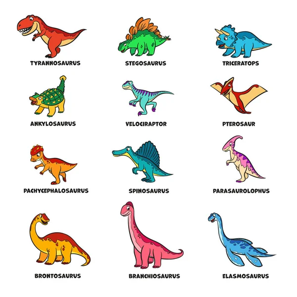 Conjunto Iconos Vectoriales Dinosaurios — Archivo Imágenes Vectoriales