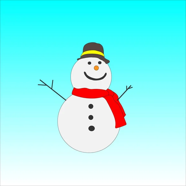 Nouvel an 2022.Bonhomme de neige dans un chapeau. Beauté — Image vectorielle