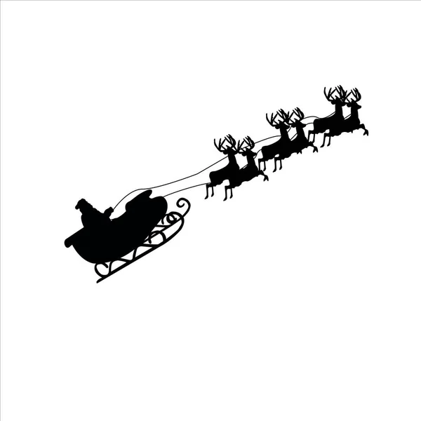 SANTA CLAUS ON A SLEIGH WITH REINDEER FLIES PAST THE MOON — Image vectorielle