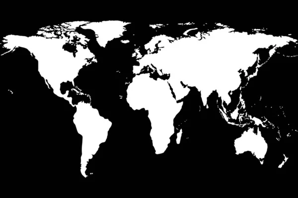 Carte du monde silhouette sur fond noir — Image vectorielle