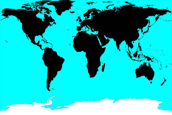 Verdenskartsilhuett på blå bakgrunn og Antarktis – stockvektor