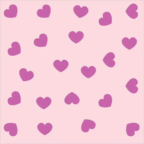 Valentines Day pink background purple hearts — Stock Vector