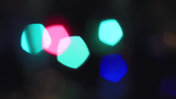 Blurred christmas abstract multicolored lights twinkle brightly. — Vídeo de Stock