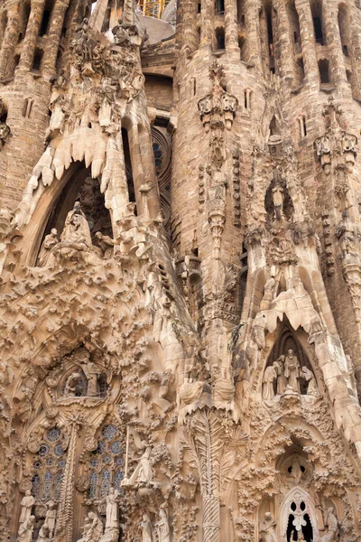 Telephoto Skudt Facade Den Hellige Familie Tempel Kirke Sagrada Familia - Stock-foto