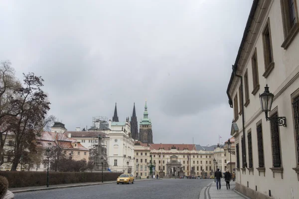 Városkép Prágai Utcák Épületek Téli Európai Úti Cél Utazás — Stock Fotó