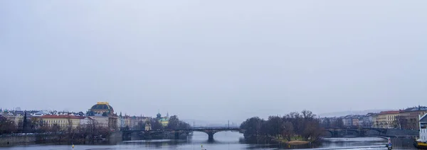 Ночной Городской Пейзаж Карлова Моста Праги Чешской Республики Зимний Период — стоковое фото