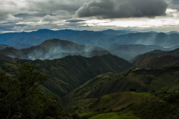 Landschaft Rauchiger Andenberge Goldene Stunde Abenddämmerung Loja Ecuador — Stockfoto
