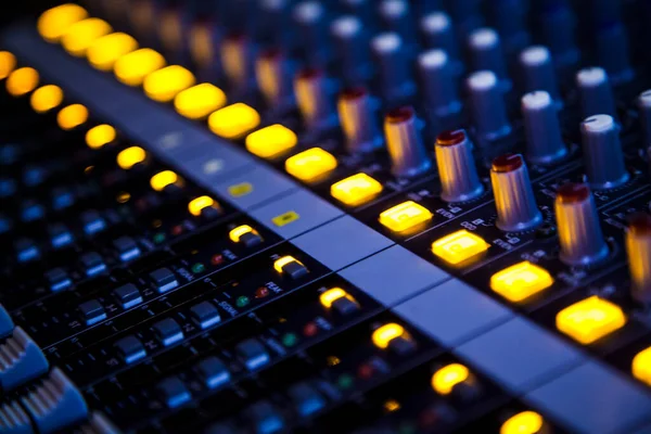 Close Audio Console Recording Studio Equalizer Radio Audio — Stock Photo, Image